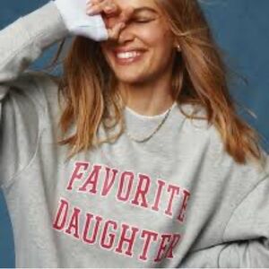 Favorite Daughter collegiate 100% cotton graphic sweatshirt gray oversized XS